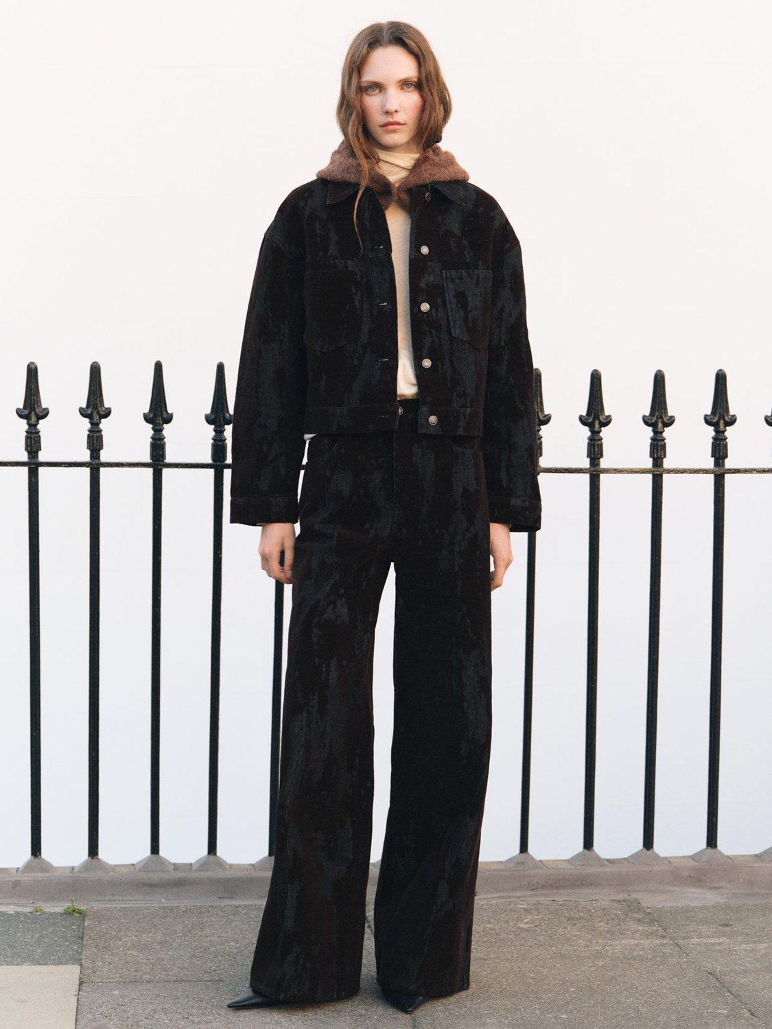 Product image 2 of 11, which shows Mango Olimpiap Wide Leg Fit Jeans, Dark Brown, 4