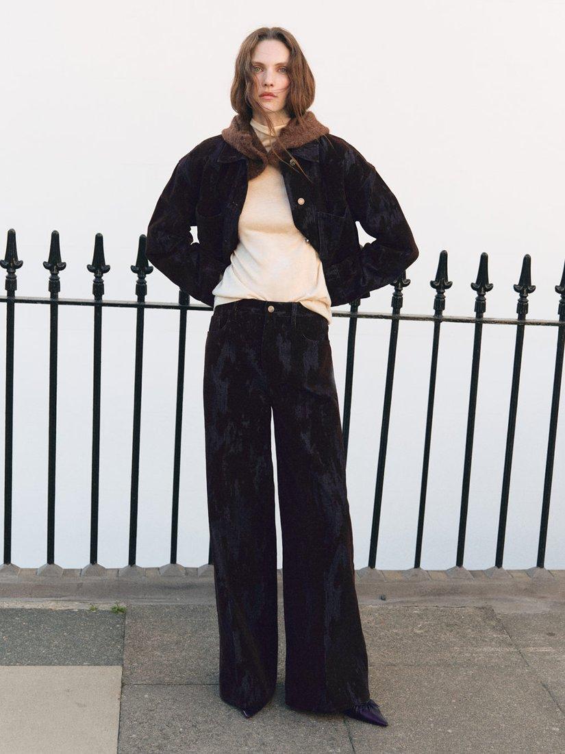 Product image 6 of 11, which shows Mango Olimpiap Wide Leg Fit Jeans, Dark Brown, 4