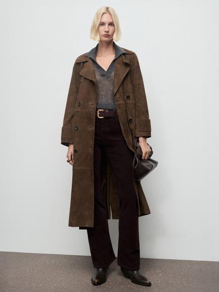 Mango Violetav Flared Velvet Jeans, Dark Brown - view 2, Dark Brown