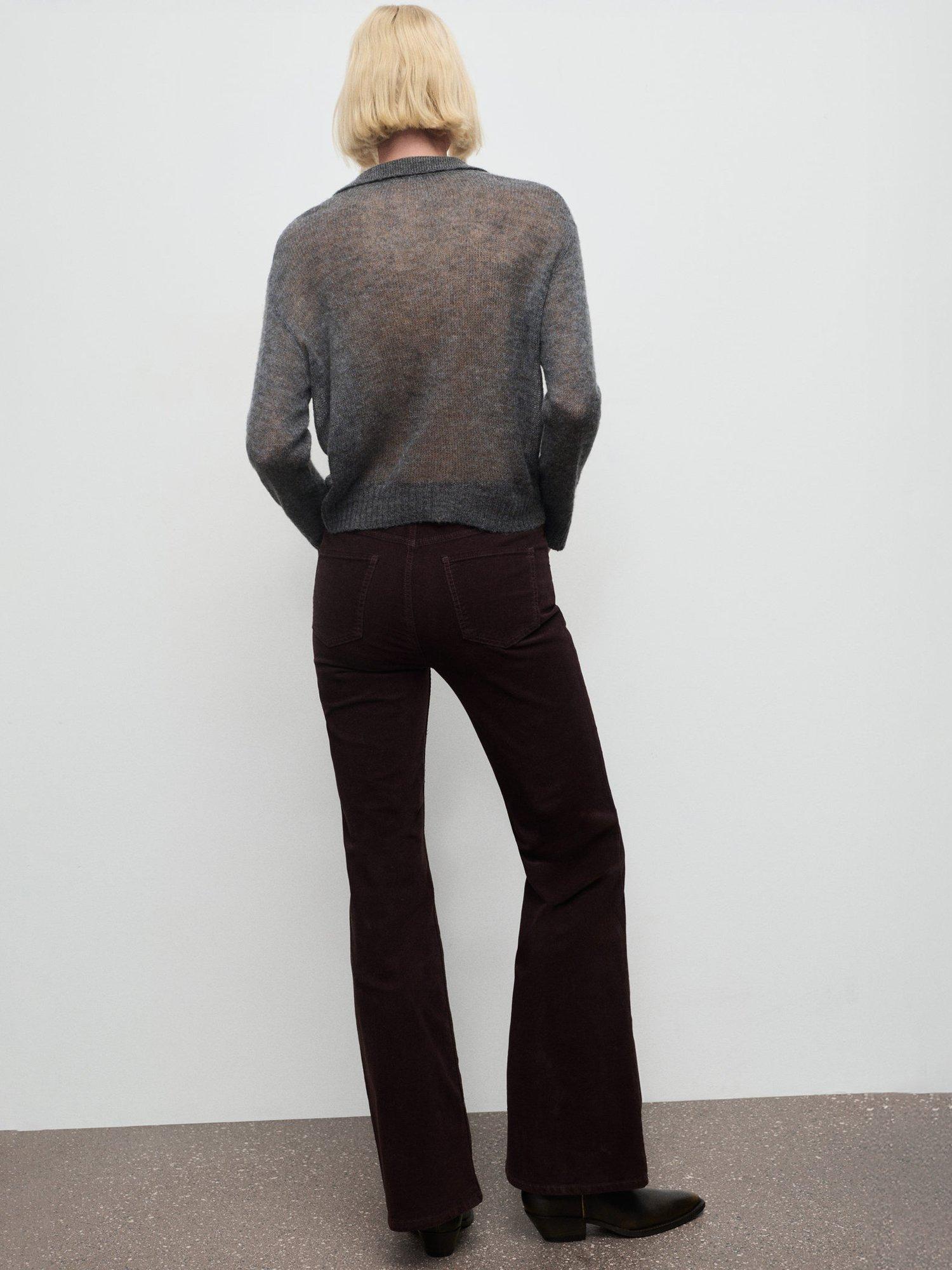 Product image 4 of 8, which shows Mango Violetav Flared Velvet Jeans, Dark Brown, 10