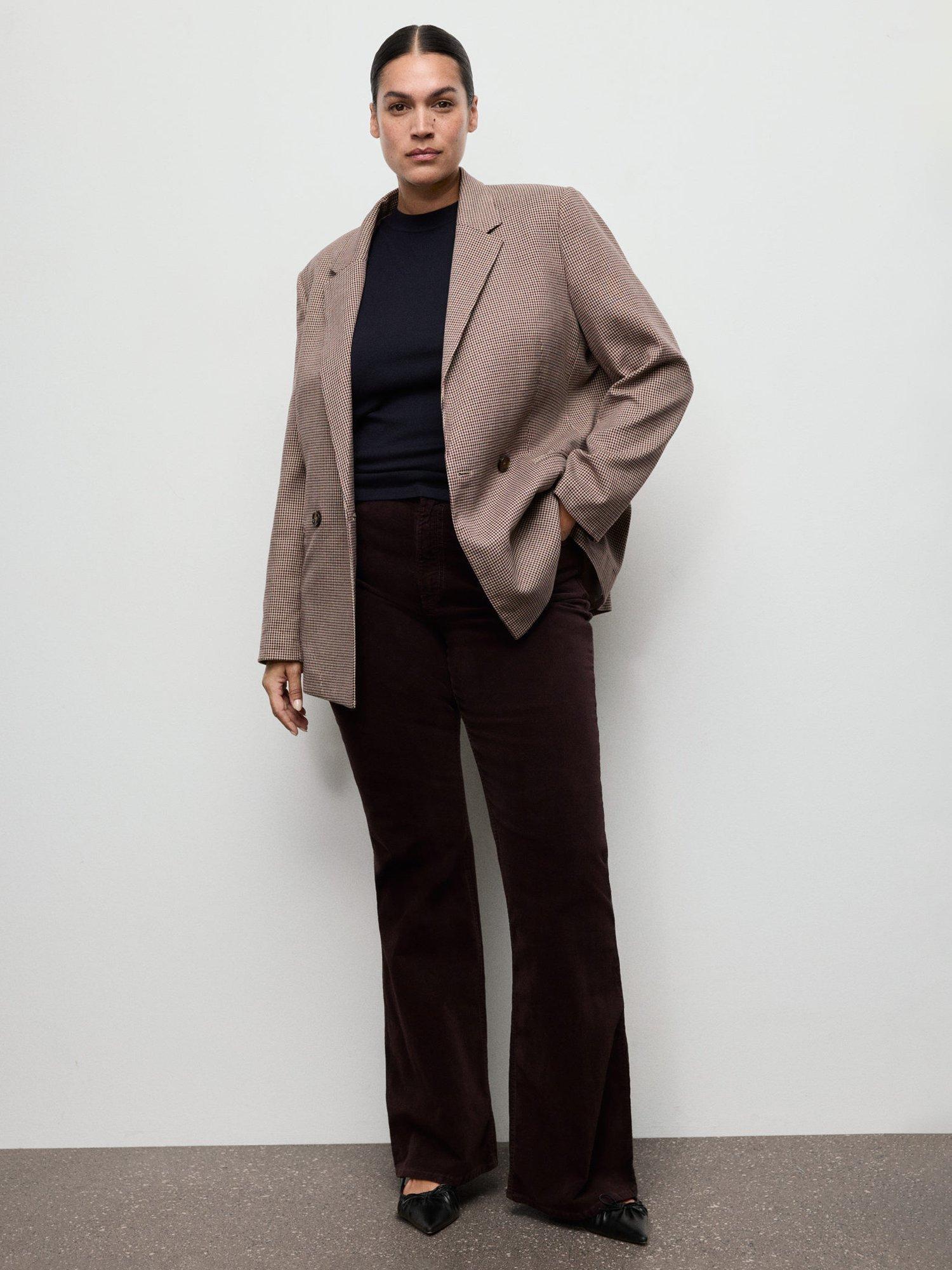 Product image 7 of 8, which shows Mango Violetav Flared Velvet Jeans, Dark Brown, 10