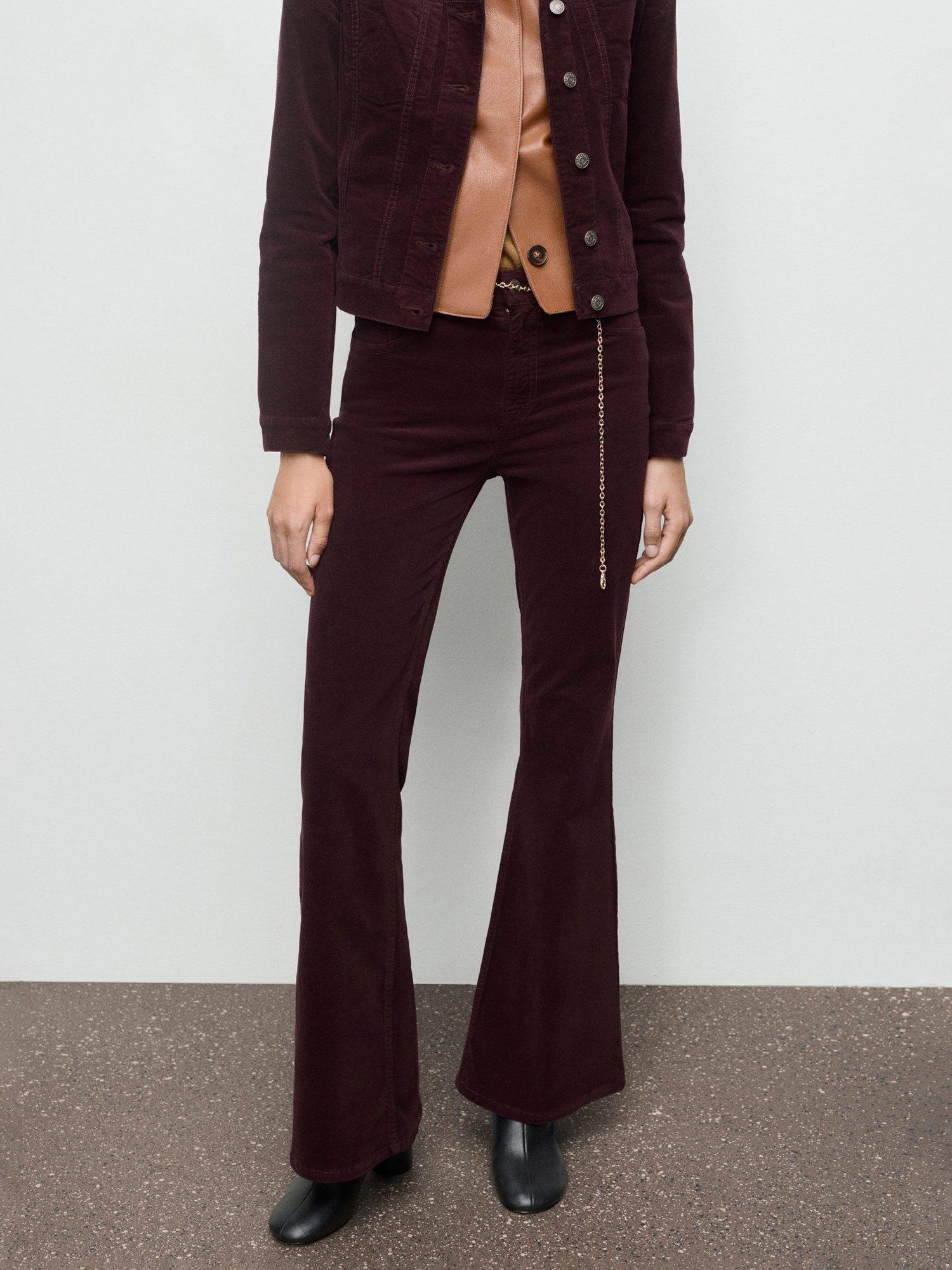 Product image 1 of 7, which shows Mango Violetav Skinny Flared Fit Jeans, Dark Red, 4