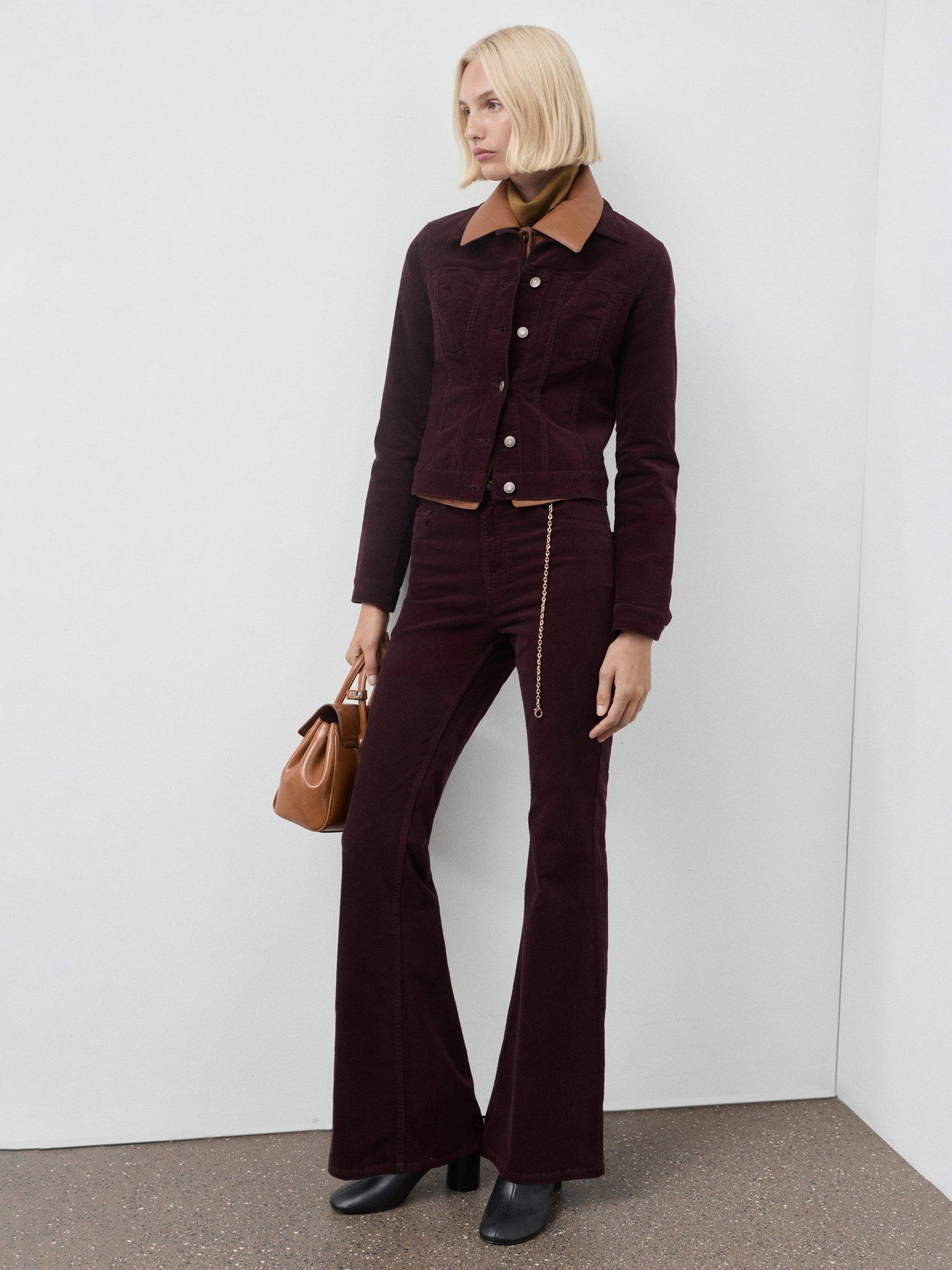 Product image 2 of 7, which shows Mango Violetav Skinny Flared Fit Jeans, Dark Red, 4