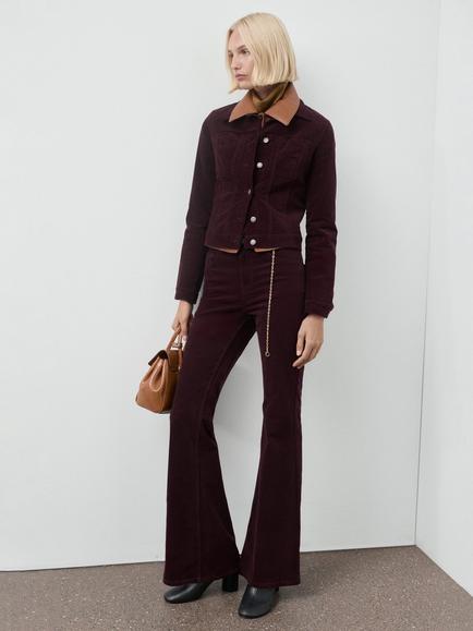 Mango Violetav Skinny Flared Fit Jeans, Black - view 2, Dark Red