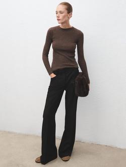 Mango Agustina Ribbed Knit Sweater, Dark Brown - view 2, Dark Brown