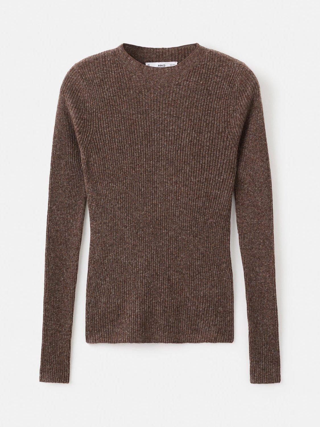 Product image 3 of 8, which shows Mango Agustina Ribbed Knit Sweater, Dark Brown, XXXL