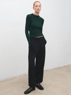 Mango Agustina Ribbed Knit Sweater, Dark Green - view 2, Dark Green