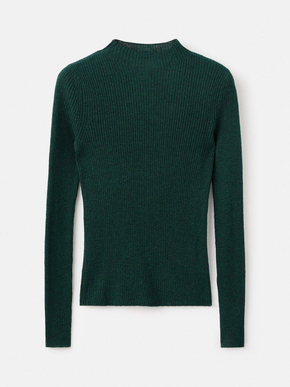 Product image 3 of 8, which shows Mango Agustina Ribbed Knit Sweater, Dark Green, XL