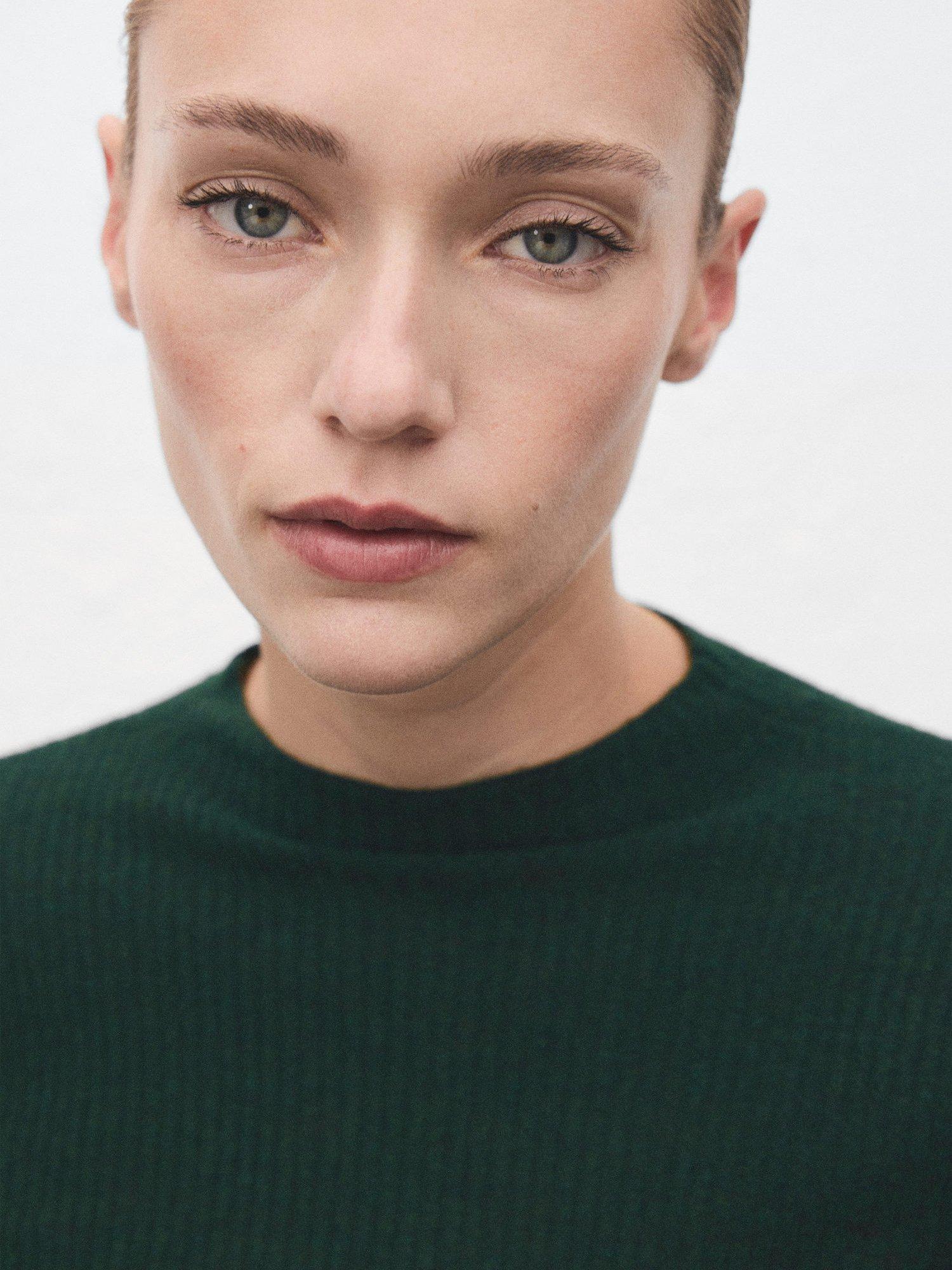 Product image 7 of 8, which shows Mango Agustina Ribbed Knit Sweater, Dark Green, XL