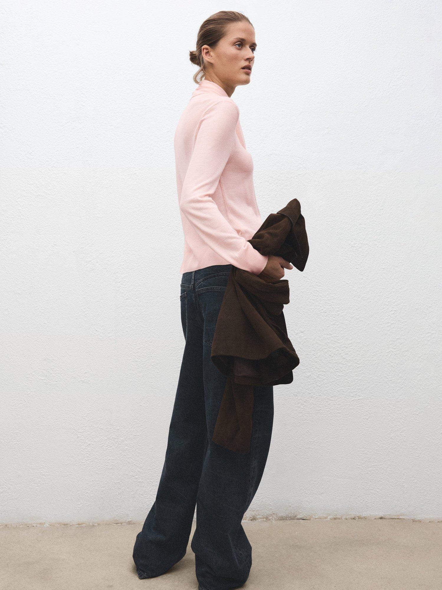 Product image 4 of 8, which shows Mango Amaio Knot Neck Jumper, Pastel Pink, S