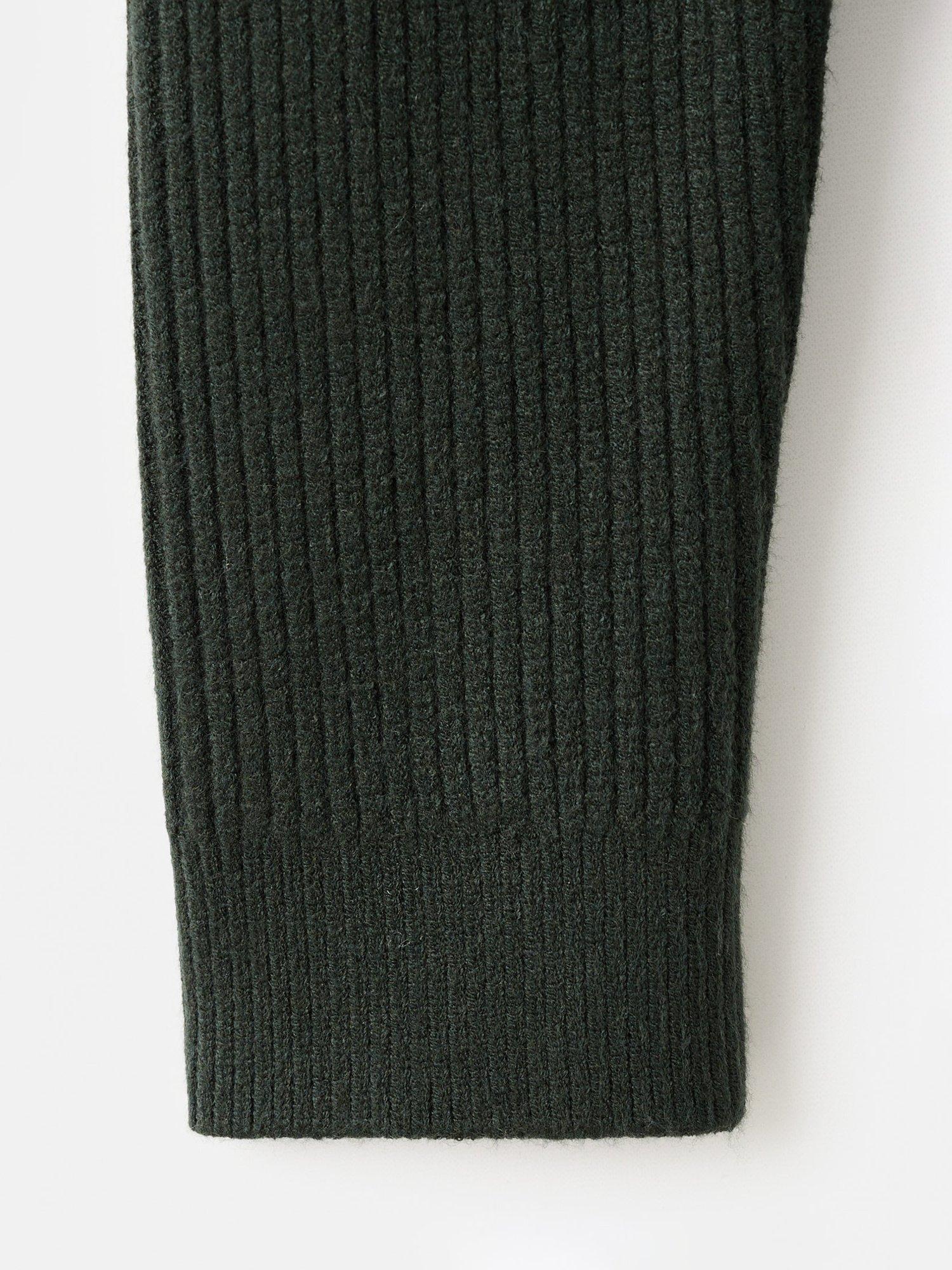 Product image 5 of 7, which shows Mango Botori Ribbed Knit Button Neck Jumper, Dark Green, XS