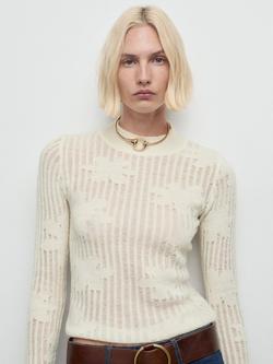 Mango Delulu Ribbed Knit Jumper, Cream, Cream