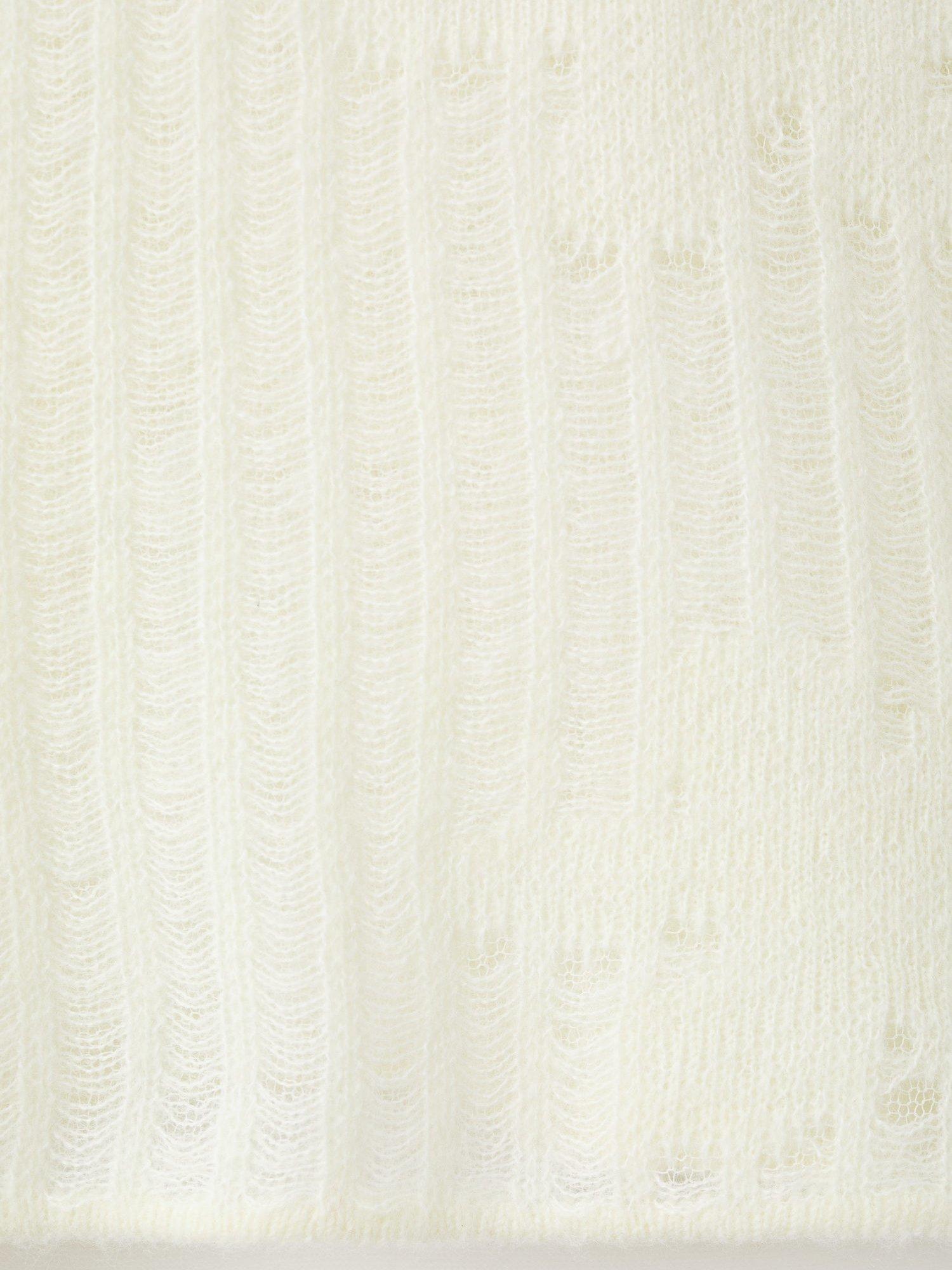 Product image 5 of 8, which shows Mango Delulu Ribbed Knit Jumper, Cream, S