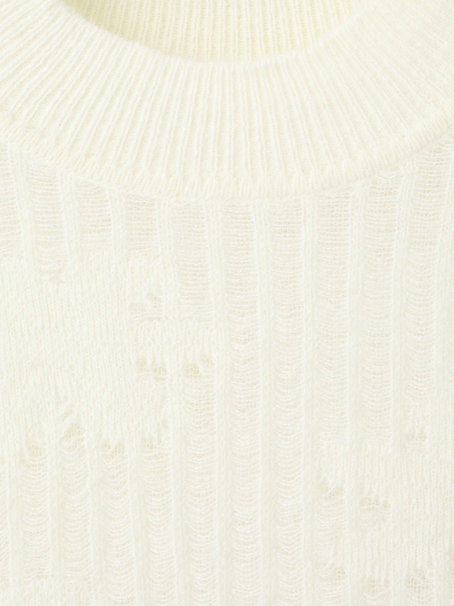 Product image 8 of 8, which shows Mango Delulu Ribbed Knit Jumper, Cream, S