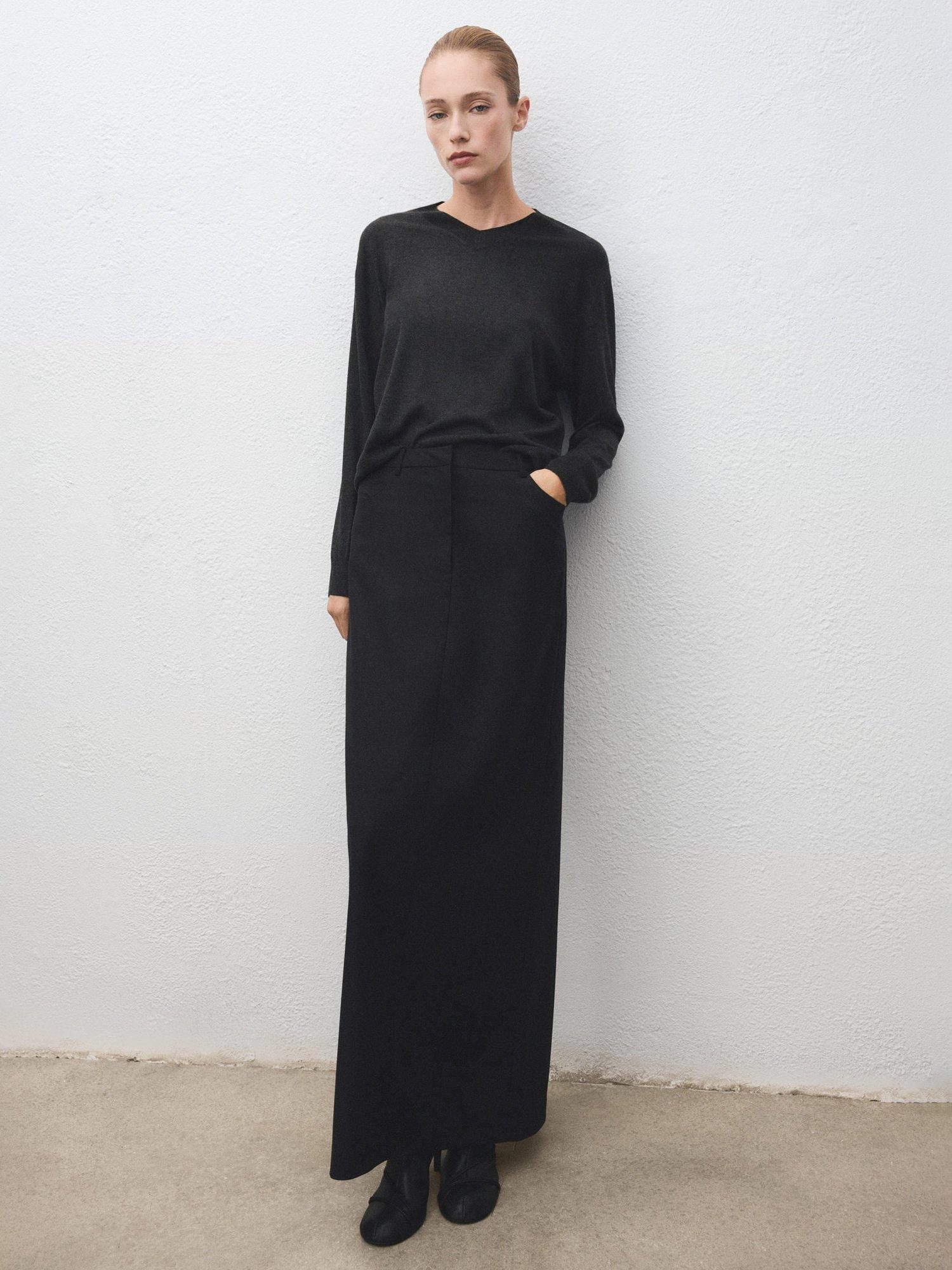 Product image 1 of 8, which shows Mango Milo Wool Blend V-Neck Jumper, Charcoal, M