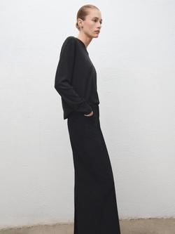 Mango Milo Wool Blend V-Neck Jumper, Charcoal - view 2, Charcoal