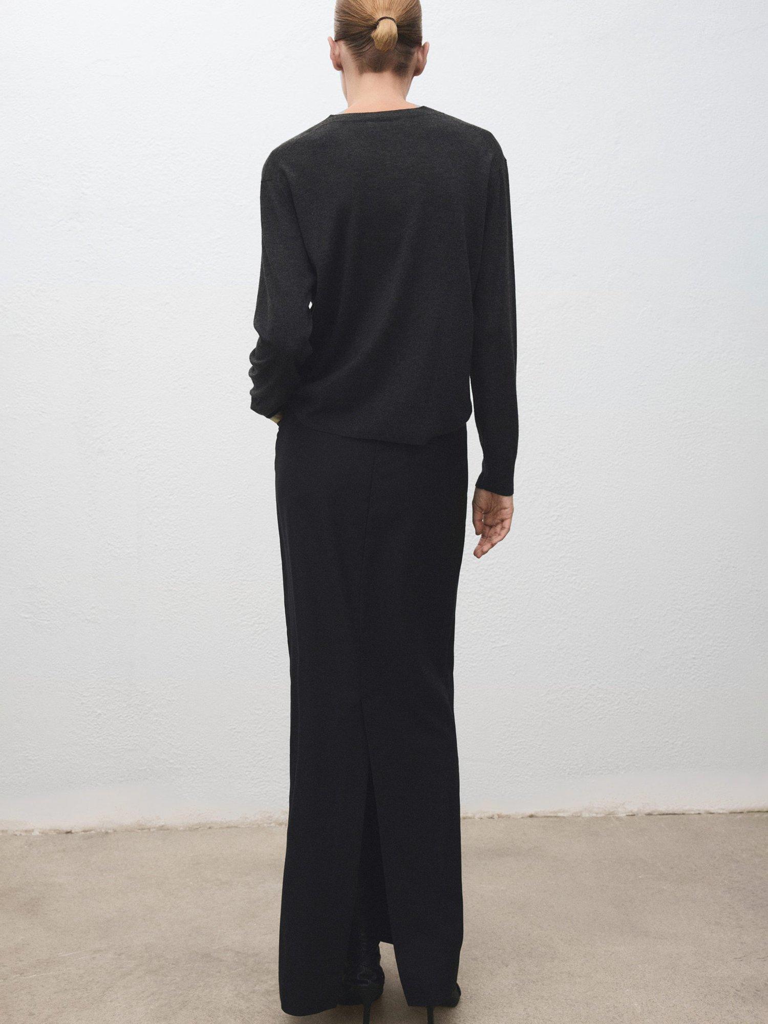 Product image 4 of 8, which shows Mango Milo Wool Blend V-Neck Jumper, Charcoal, M