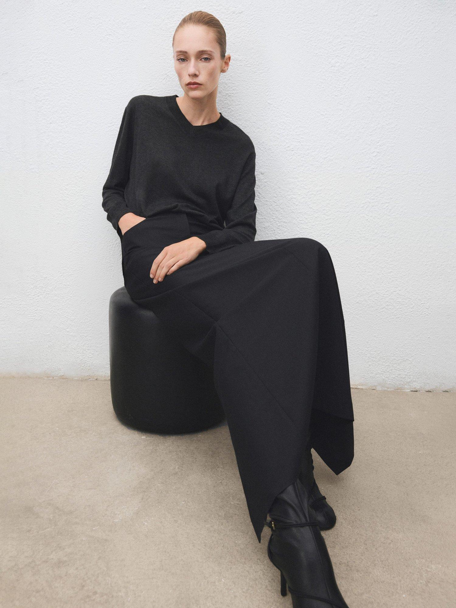 Product image 7 of 8, which shows Mango Milo Wool Blend V-Neck Jumper, Charcoal, M