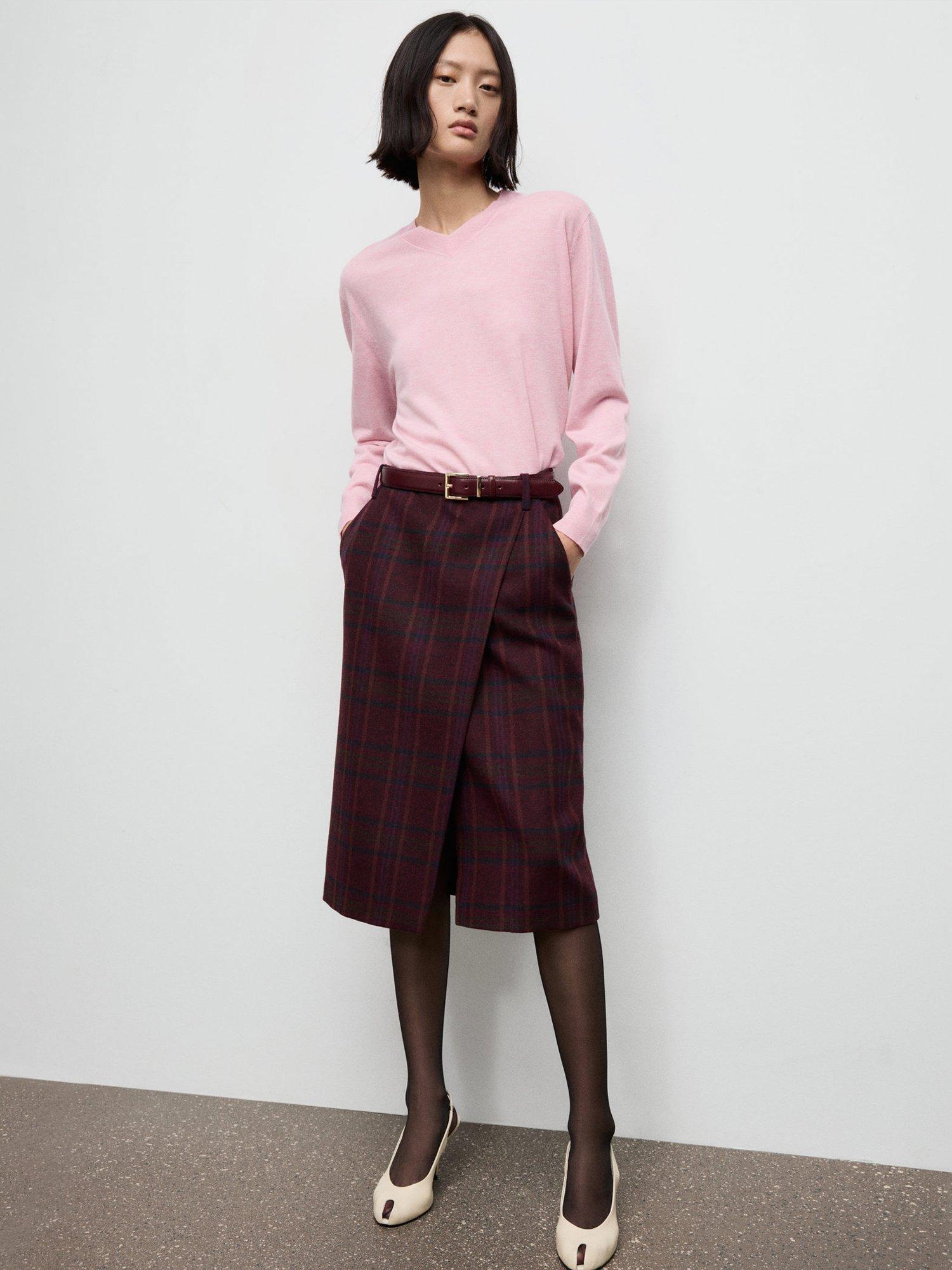 Product image 2 of 7, which shows Mango Milo V-Neck Jumper with Wool, Pink, XS