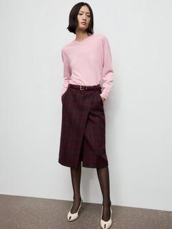 Mango Milo V-Neck Jumper with Wool, Pink - view 2, Pink