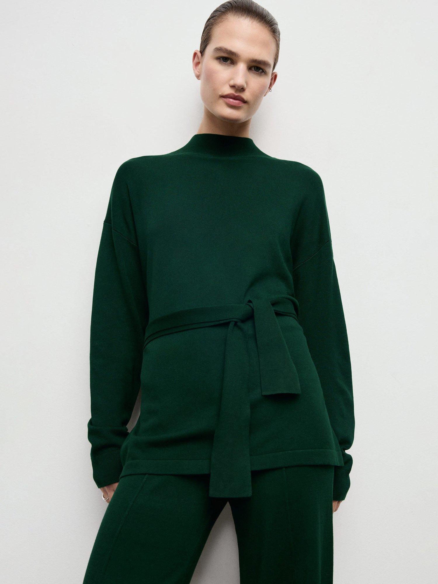 Mango Vieiri High Neck Jumper, Dark Green