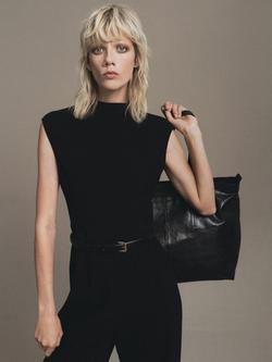 Mango Gabriela Sleeveless Wide Leg Jumpsuit, Black, Black