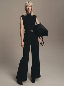 Mango Gabriela Sleeveless Wide Leg Jumpsuit, Black - view 2, Black