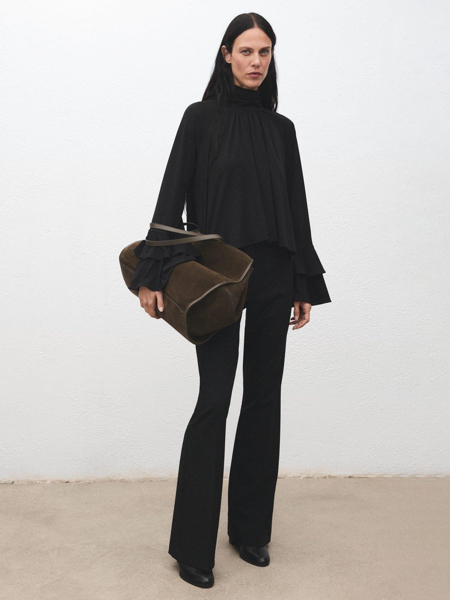 Product image 2 of 8, which shows Mango Lina High Neck Blouse, Black, M