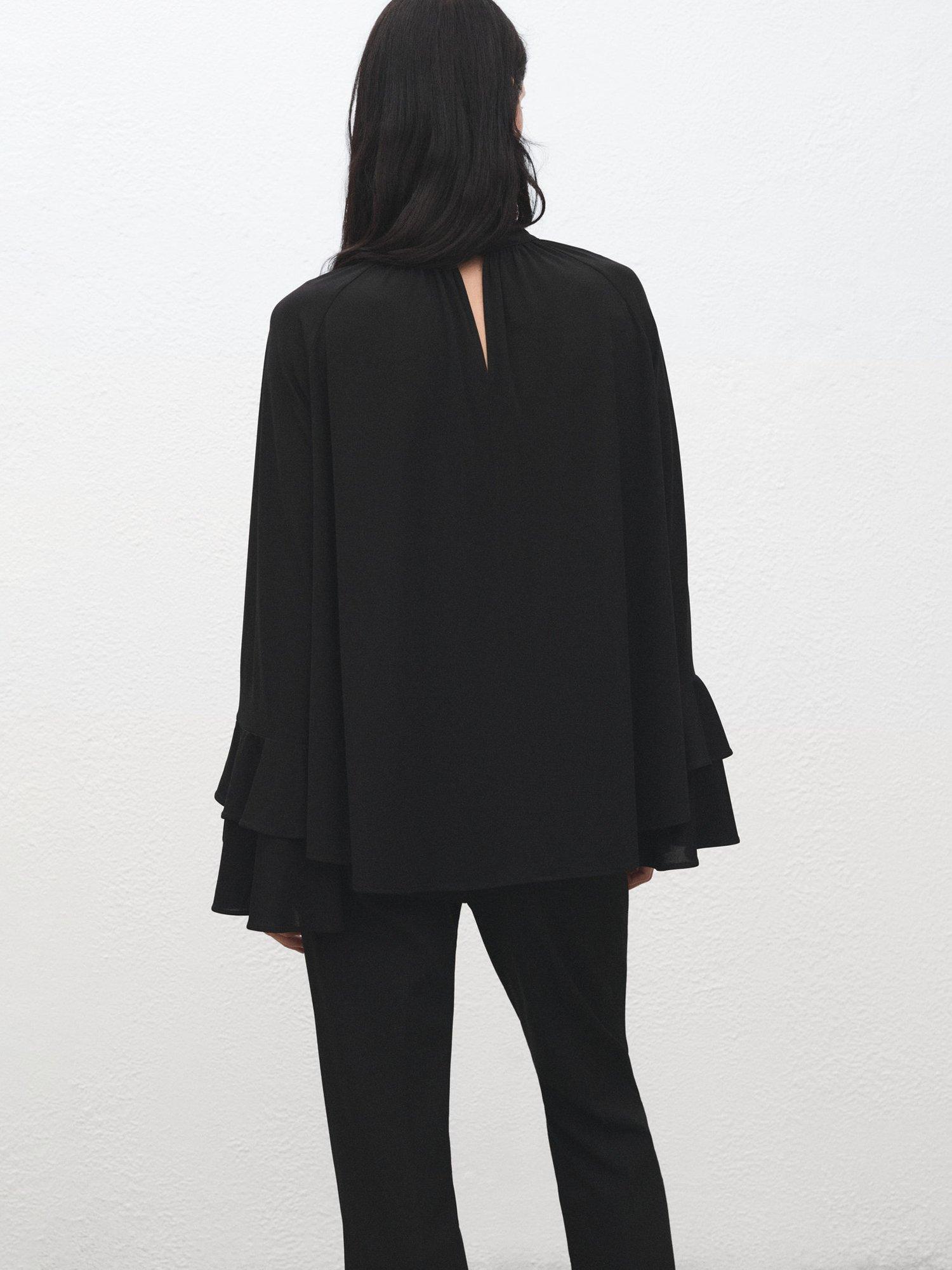 Product image 5 of 8, which shows Mango Lina High Neck Blouse, Black, M