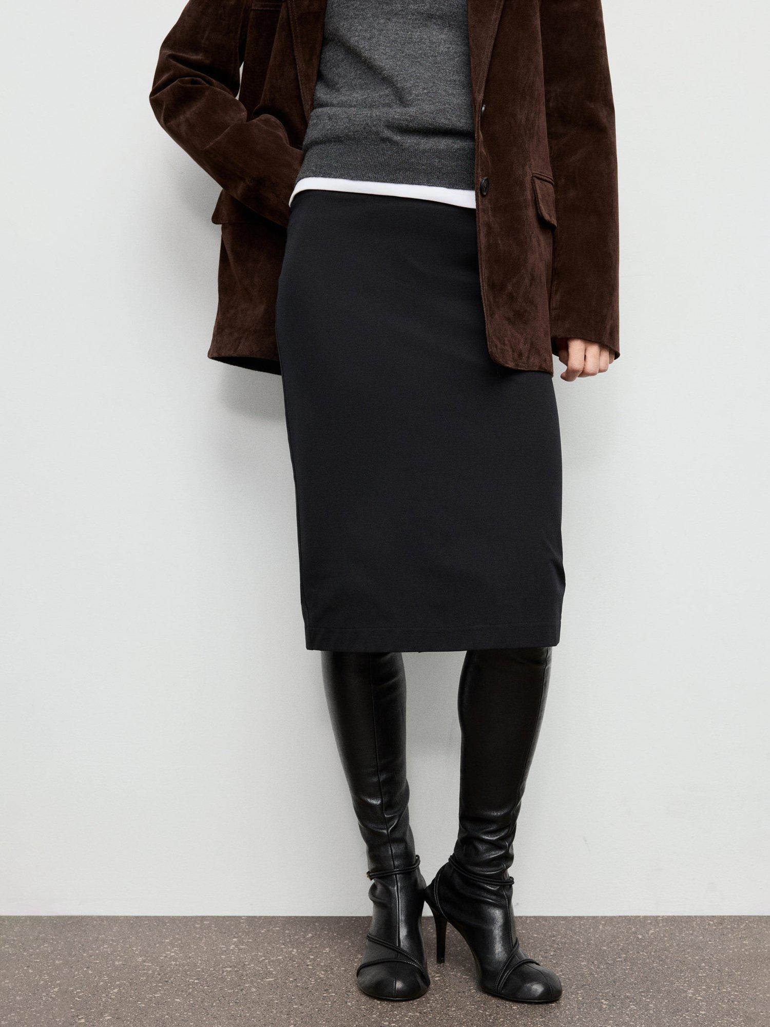 Product image 1 of 7, which shows Mango Tilda Midi Skirt, Black, L