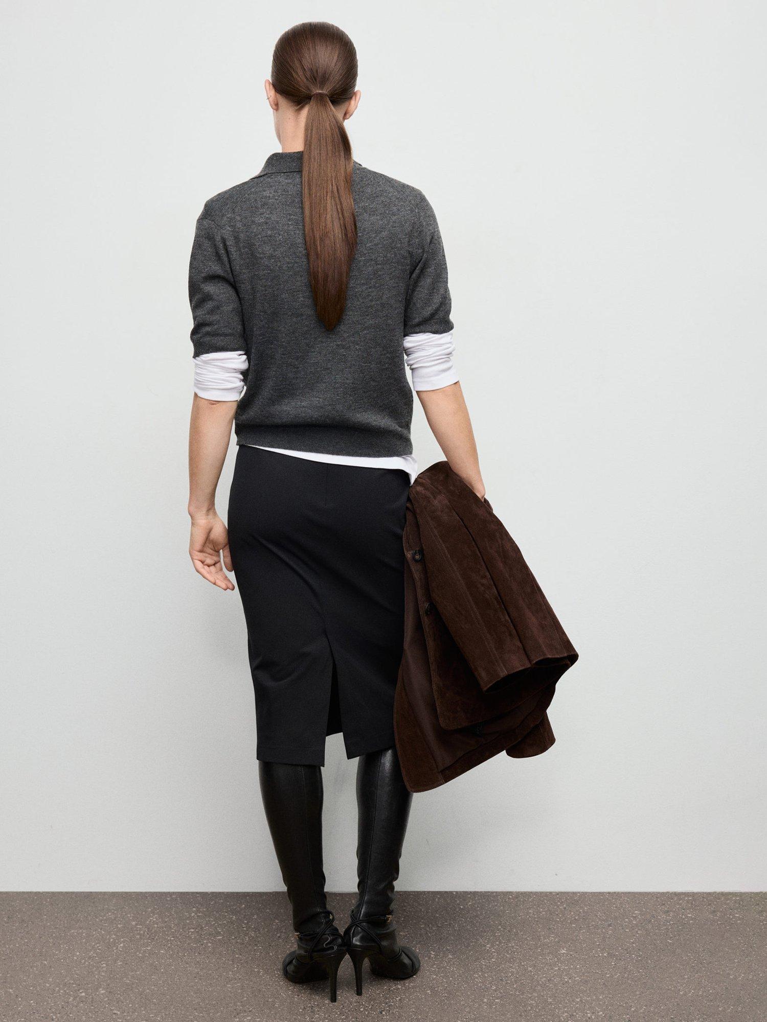 Product image 4 of 7, which shows Mango Tilda Midi Skirt, Black, L