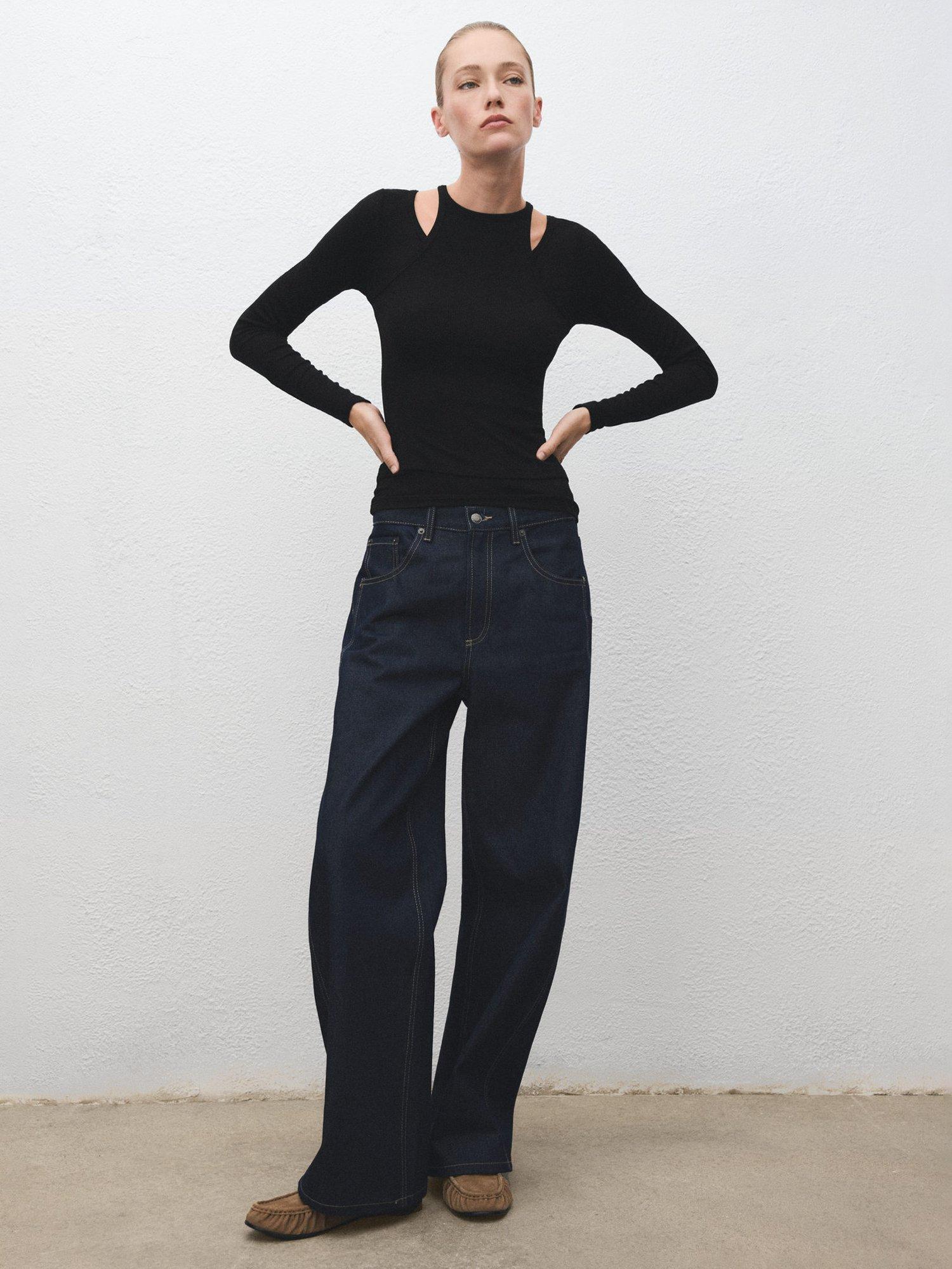 Product image 2 of 8, which shows Mango Maral Long Sleeve T-Shirt, Black, XS