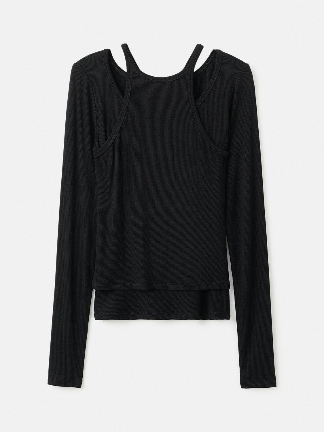 Product image 3 of 8, which shows Mango Maral Long Sleeve T-Shirt, Black, XS