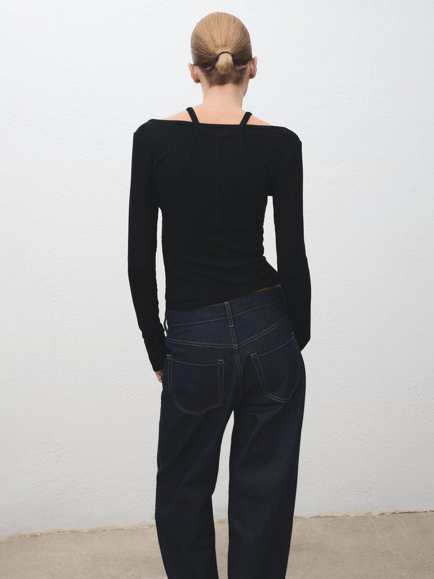 Product image 4 of 8, which shows Mango Maral Long Sleeve T-Shirt, Black, XS