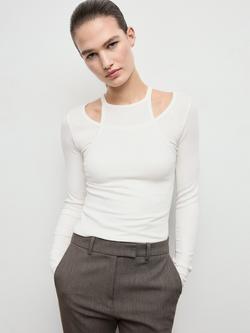 Mango Maral Long Sleeve T-Shirt, Natural White