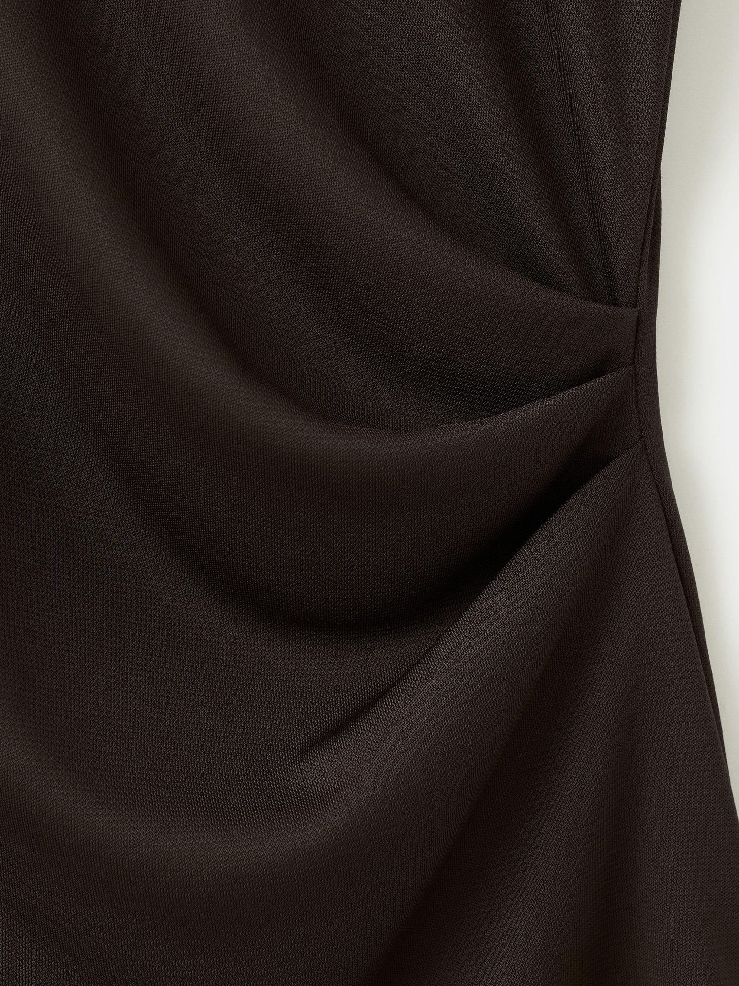 Product image 8 of 8, which shows Mango Venus Side Ruffle Flared Sleeve Top, Brown, L