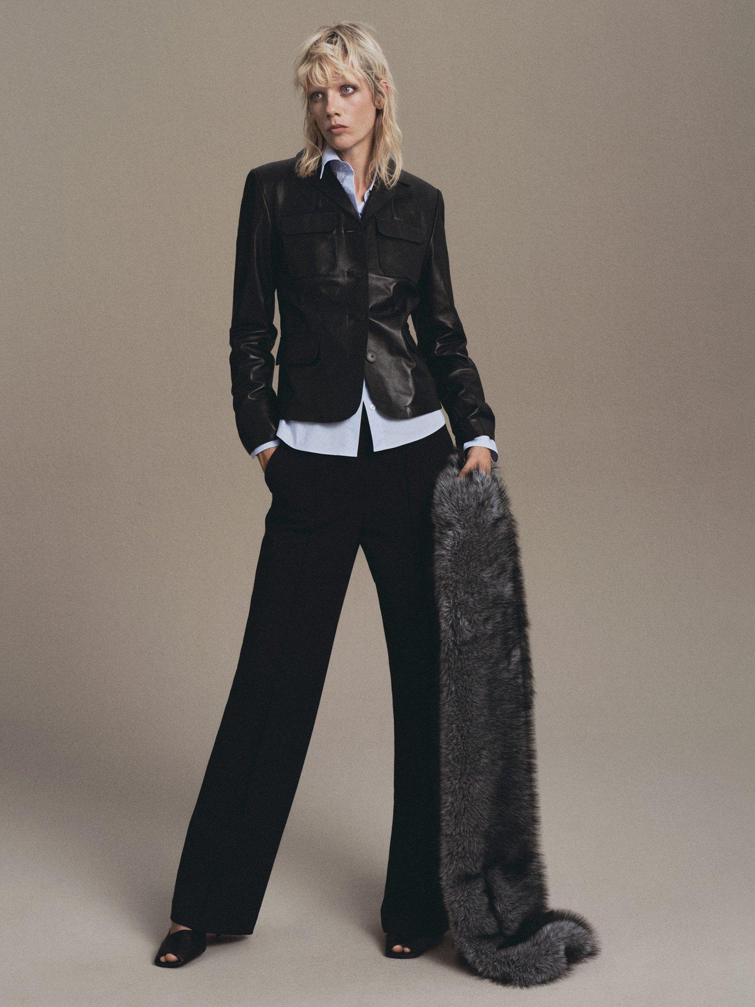 Product image 2 of 6, which shows Mango Maca Trousers, Black, 10