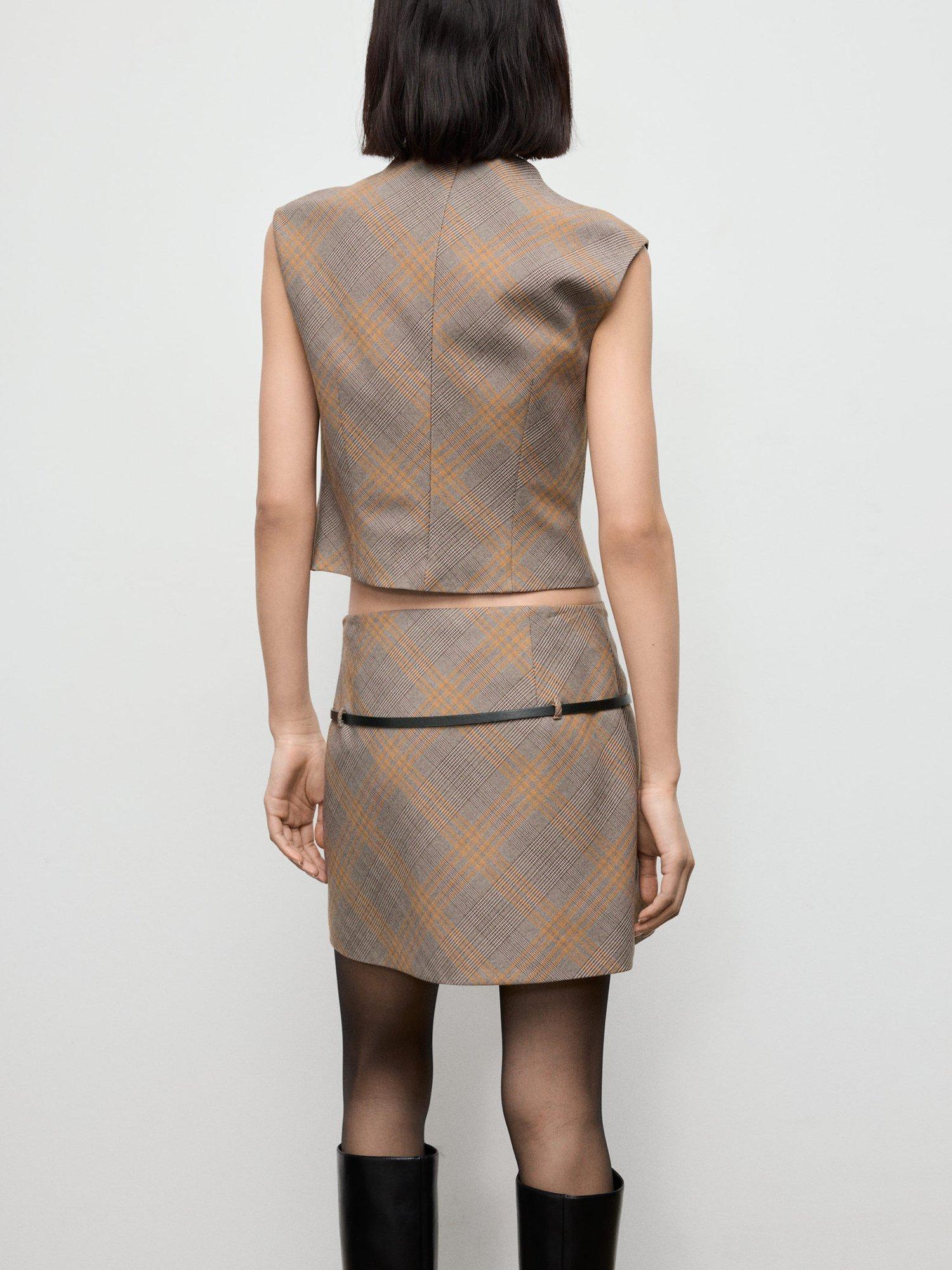 Product image 4 of 8, which shows Mango Melo Sleeveless Check Top, Brown, L