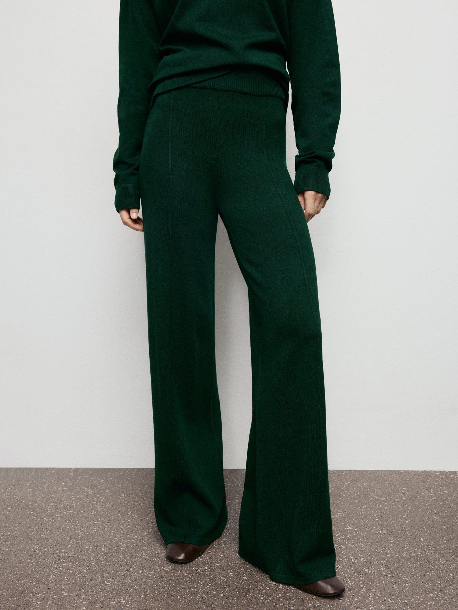 Product image 1 of 8, which shows Mango Vieri Seam Detail Trousers, Dark Green, S