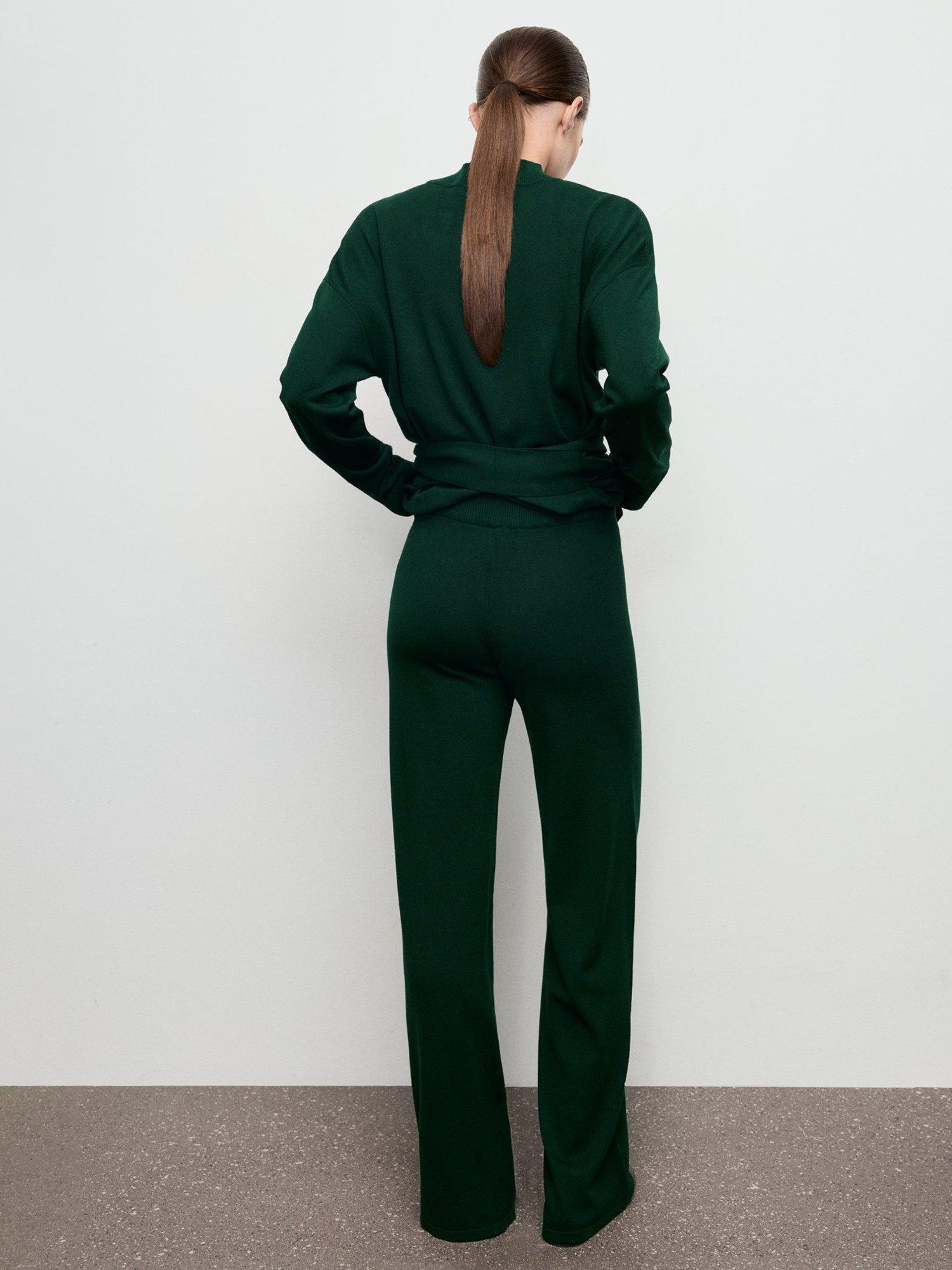 Product image 4 of 8, which shows Mango Vieri Seam Detail Trousers, Dark Green, S