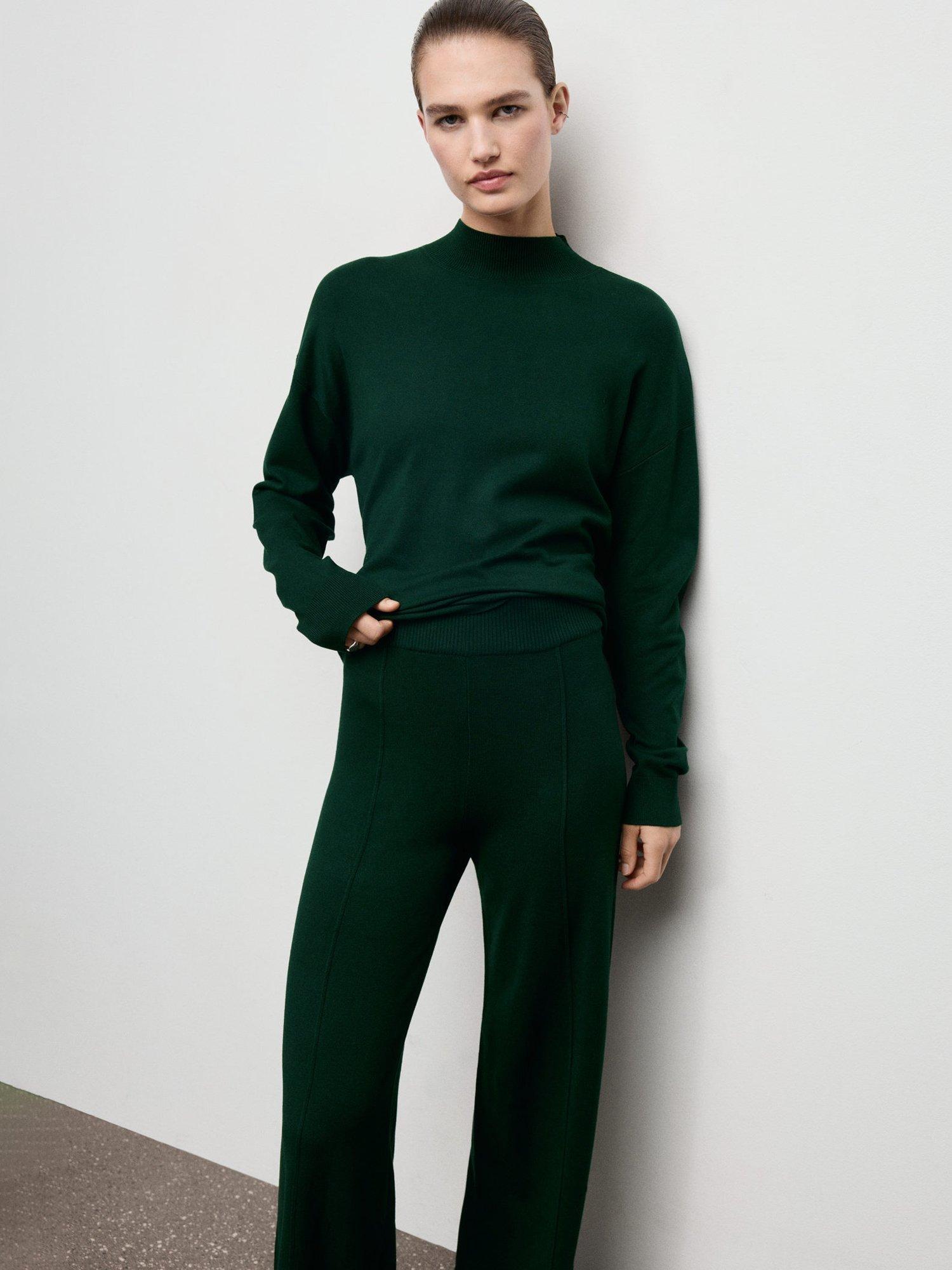 Product image 6 of 8, which shows Mango Vieri Seam Detail Trousers, Dark Green, S
