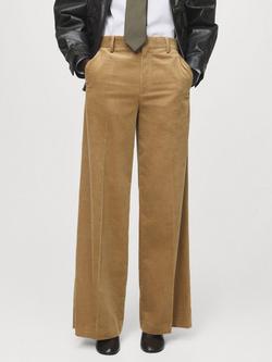 Mango Maco Wide Leg Corduroy Trousers, Dark Yellow, Dark Yellow