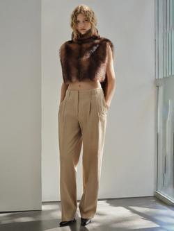 Mango Tomtom Pleated Denim Trousers, Light Beige, Light Beige