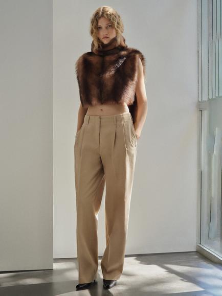 Mango Tomtom Pleated Denim Trousers, Light Beige, Light Beige