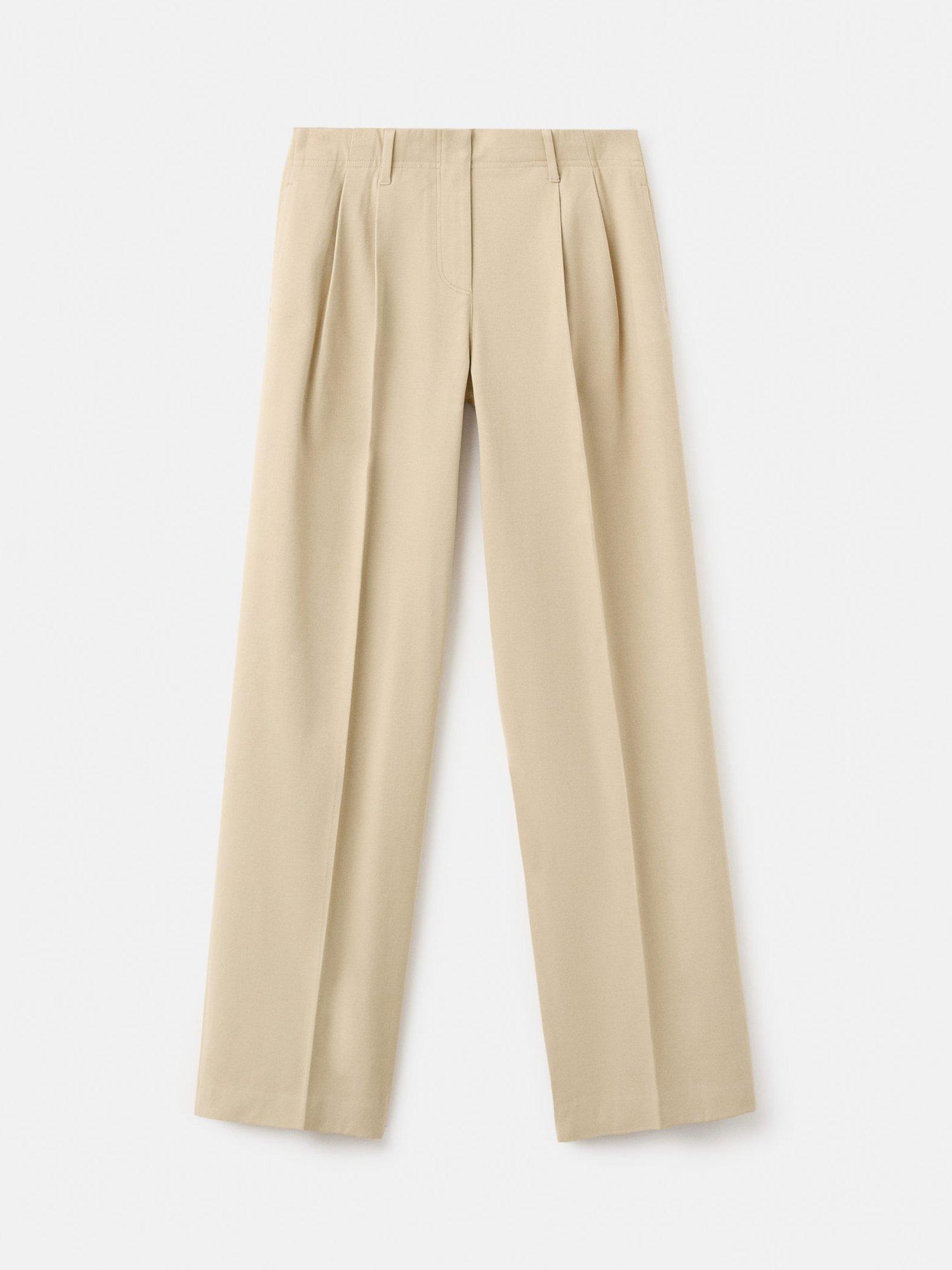 Product image 4 of 6, which shows Mango Tomtom Pleated Denim Trousers, Light Beige, 10