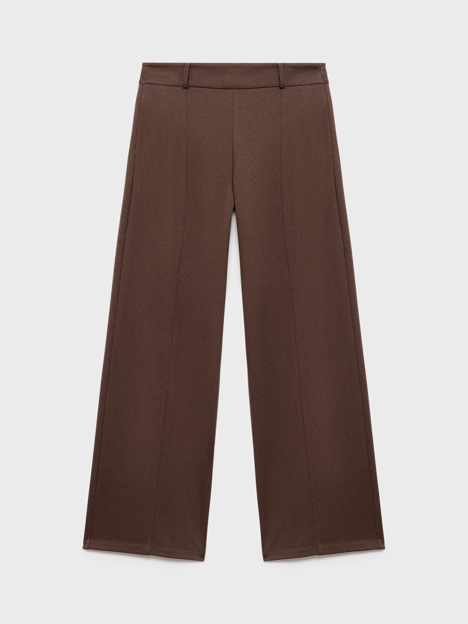 Product image 3 of 8, which shows Mango Isuri Wide Leg Trousers, Medium Brown, S