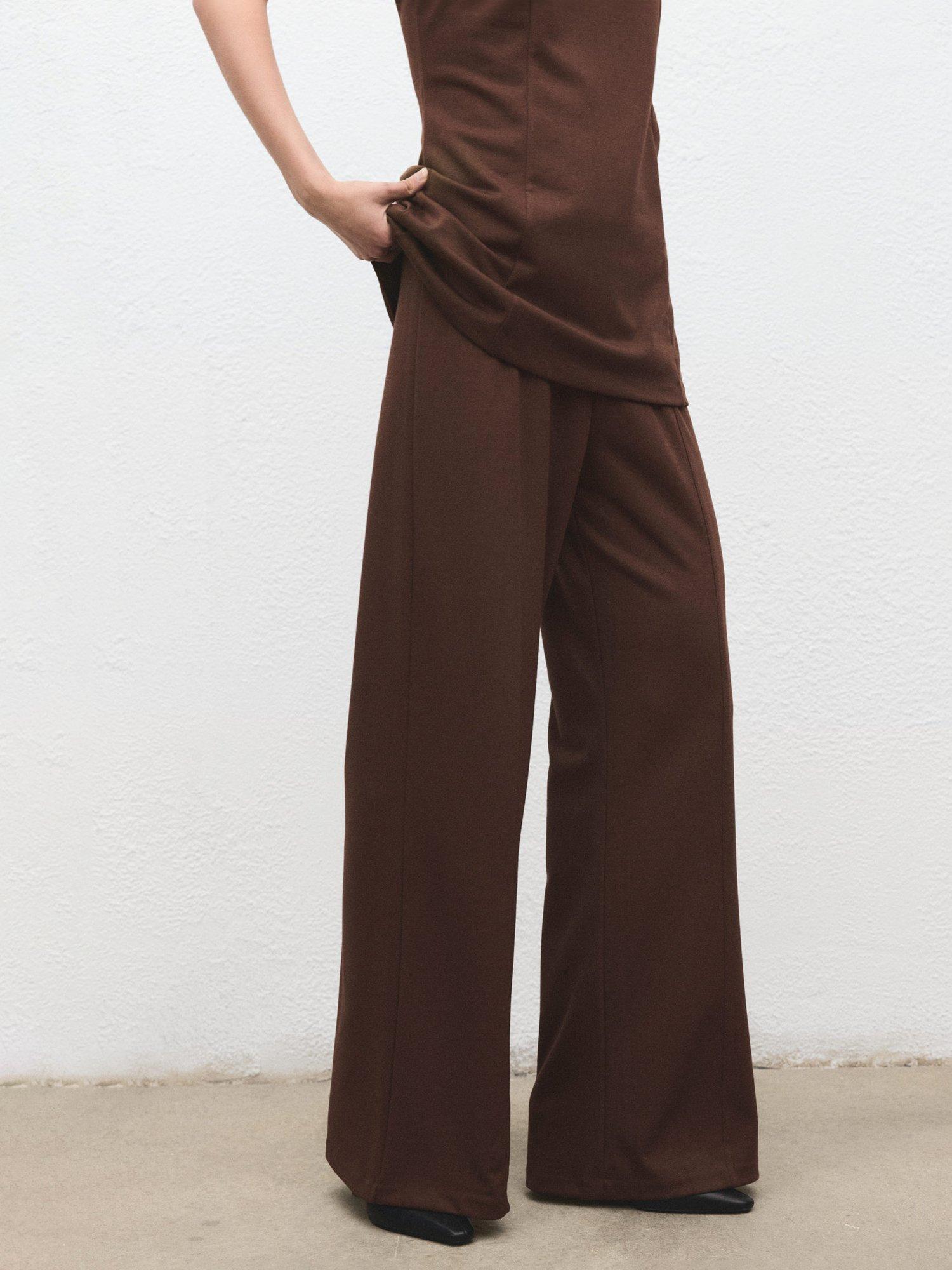 Product image 4 of 8, which shows Mango Isuri Wide Leg Trousers, Medium Brown, S