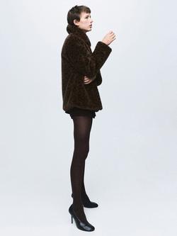 Mango Zurich Leopard Print Faux Fur Coat, Brown - view 2, Brown