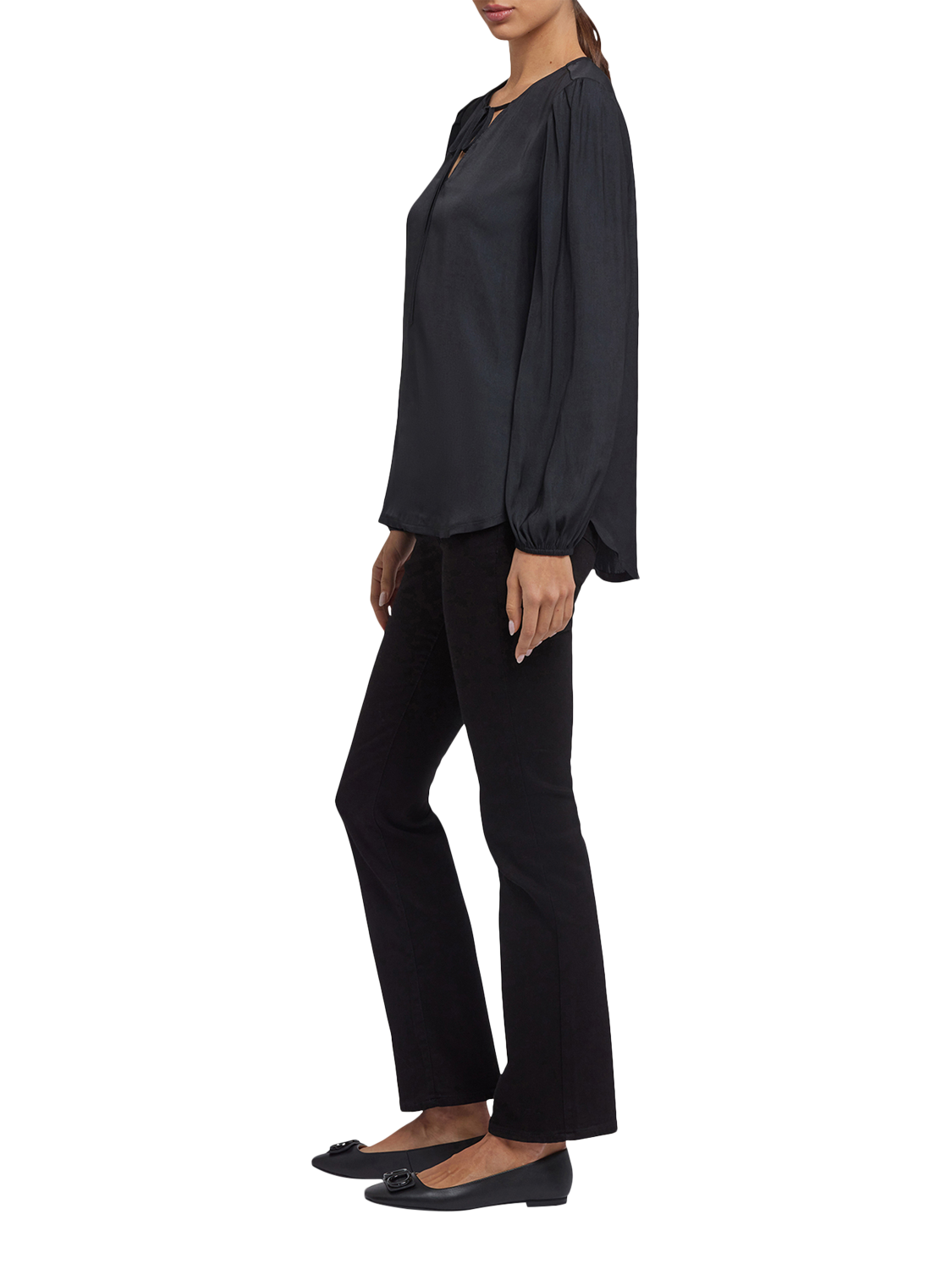 Product image 3 of 5, which shows NYDJ Elsie Blouse, Black, XS