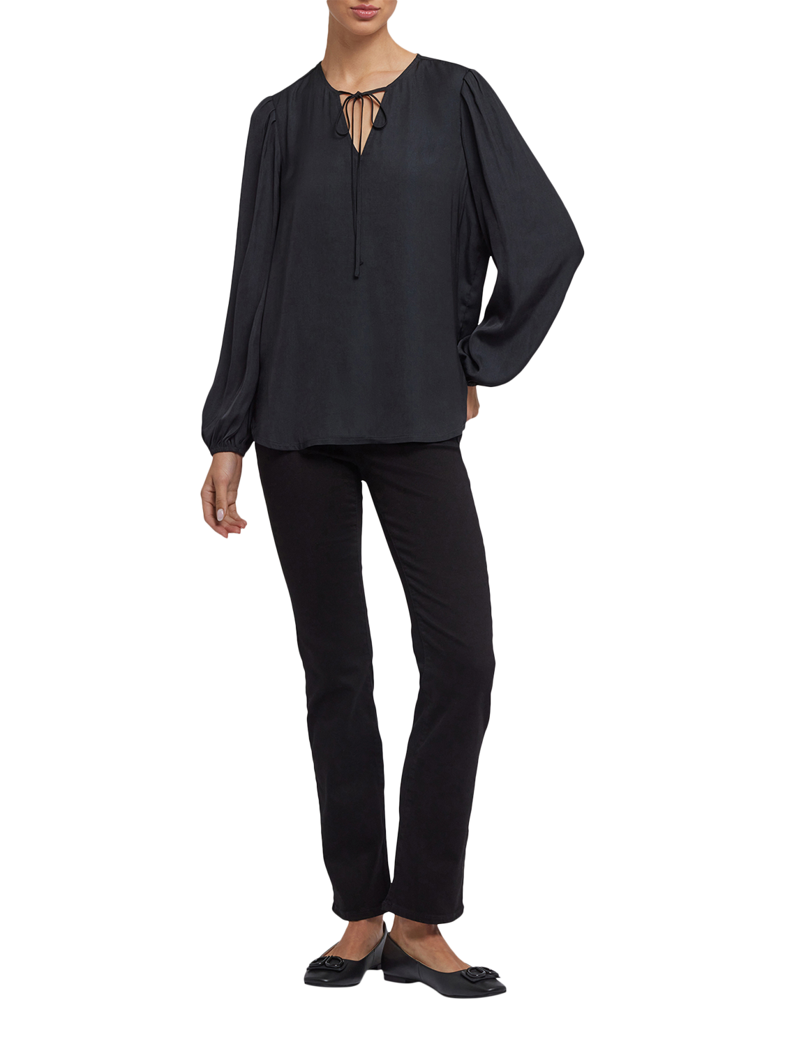 Product image 4 of 5, which shows NYDJ Elsie Blouse, Black, XS